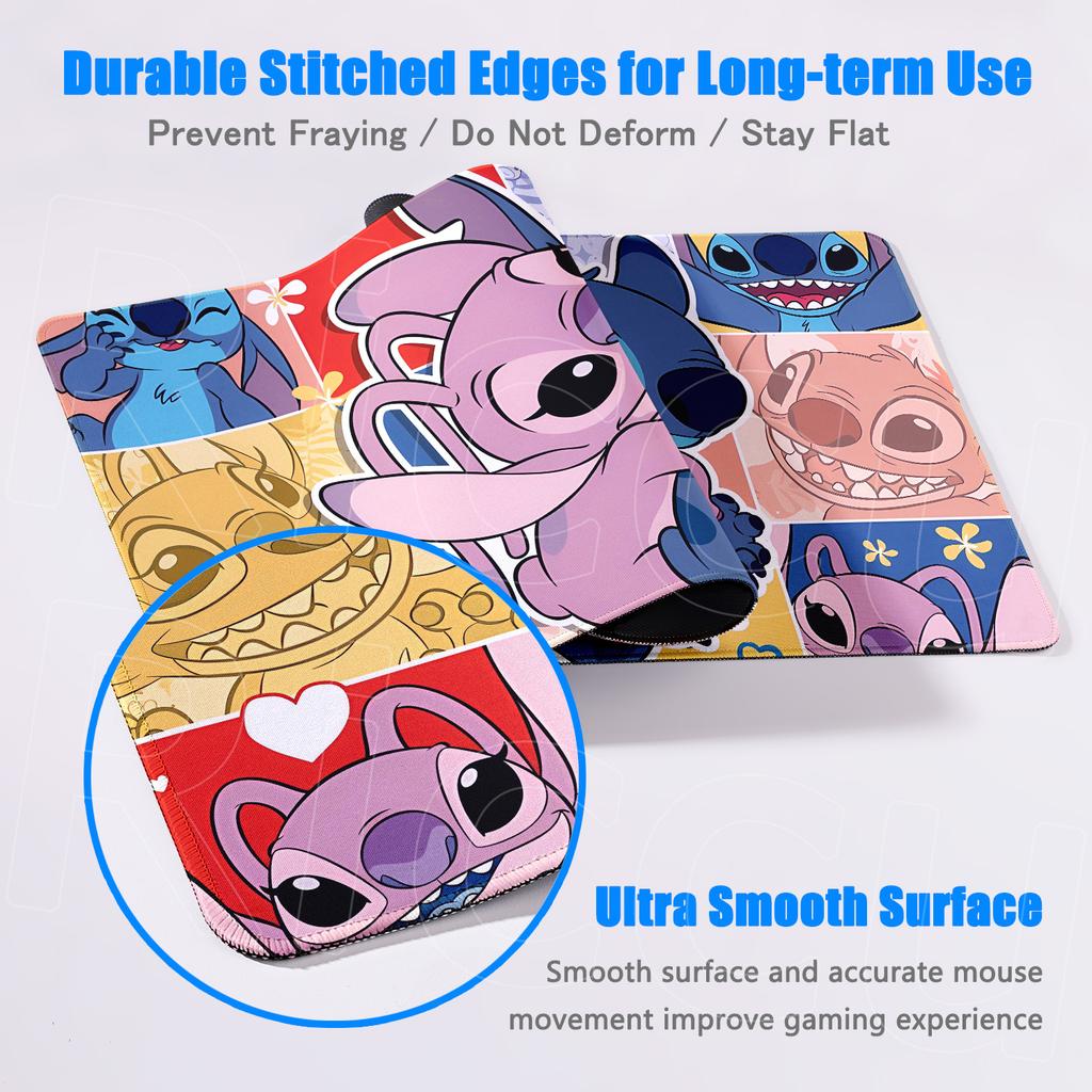 New Anime Mousepad Stitch And Angel Cute Office Deskmat 90x40cm Large Cartoon Gamer Cabinet Carpet Non-slip Keyboard Accessories