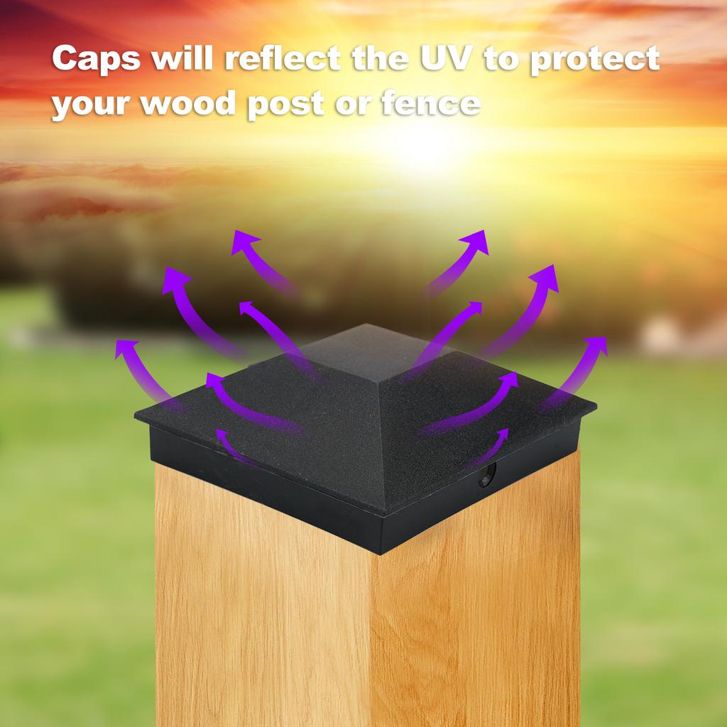 10 Pack 4x4 Wood Fence Post , ABS Plastic Deck Post Covers Water Proof UV Proof with Pointed Design to Prevent Moisture, for Outdoor Fence Wood Po
