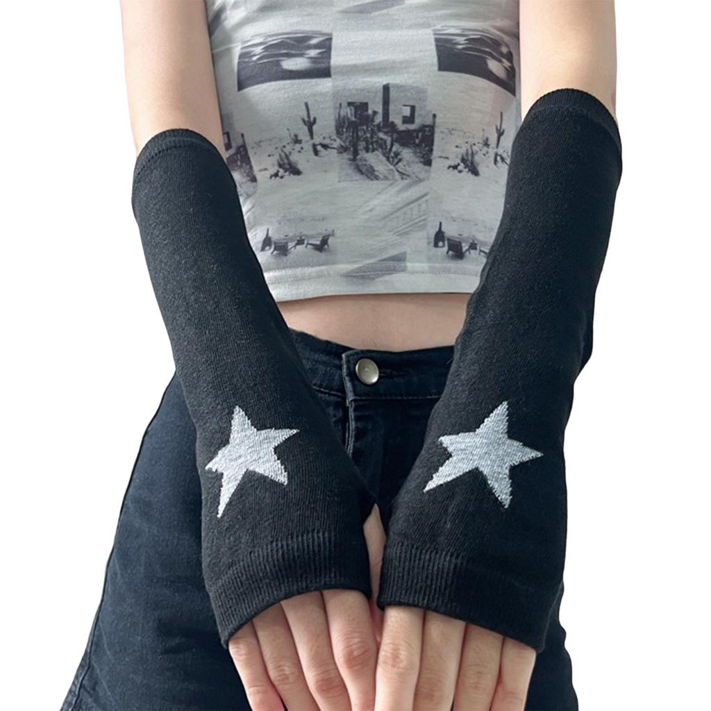 Gothic Gloves for Women Japanese Style Arm Sleeves Anime Costume Fingerless Elbow Gloves for Nightclub Dress Up Mittens