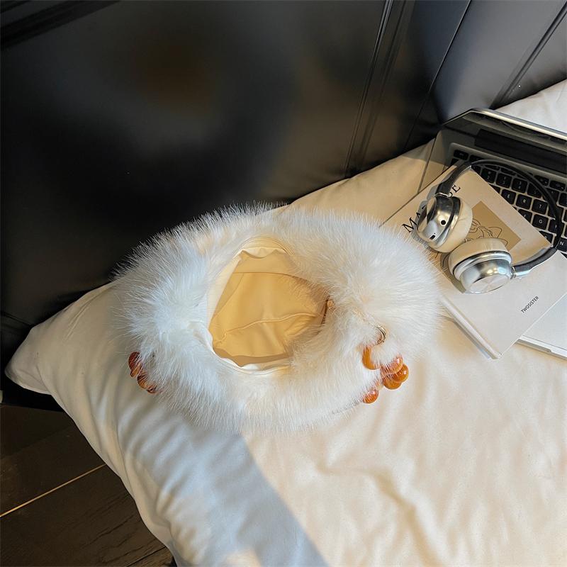 Autumn Winter Women's Plush Handbag Shoulder Underarm Bag