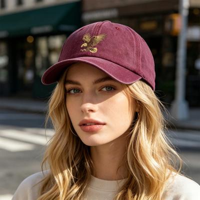 Embroidery Eagle Pattern Baseball Hat, Adjustable Back Buckle Retro Distressed Style Baseball Cap, Washed Cotton Fabric Outdoor Sunshade Cap
