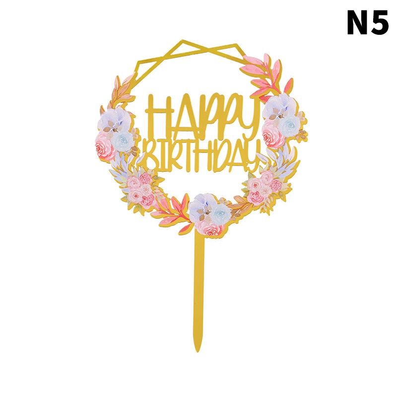Rose Gold Birthday Party Cake Decorating Tools Happy Birthday Girl Boy Acrylic Cake Topper Baby Shower Dessert Accessories Tools