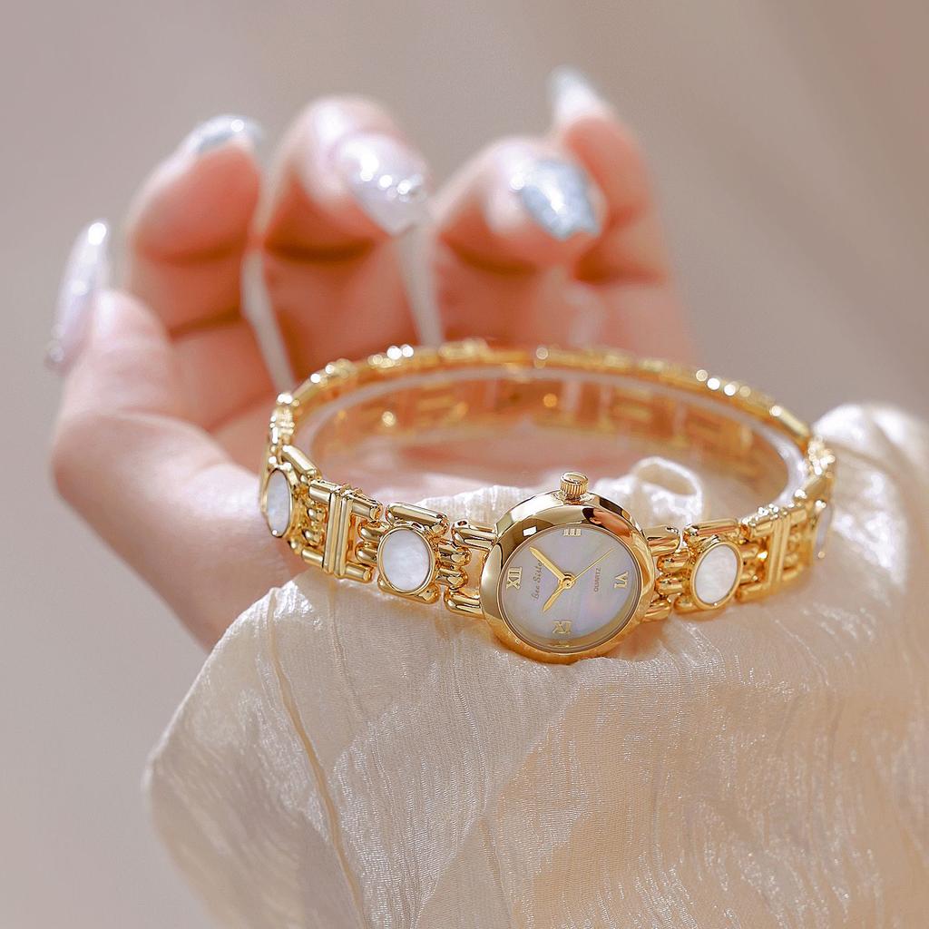NEW Women's Watch Natural Black Gold Abalone Coloured Shell Bracelet Watches Fashion Small Dial Ladies Dress Quartz Wristwatches