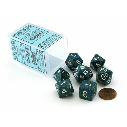 D7 Terningesett Terninger Flekkete Poly (7 terninger) (Hav)