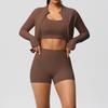 Cloud Feel Yoga Brushed Sports Jacket & Casual Pilates Running Fitness Three-Piece Set
