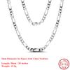 Effie Queen Italy Real 925 Silver Diamond-Cut Figaro Chain Necklace 5mm Wide 40-60cm Long Woman Man Neck Chain Jewelry Gift SC34