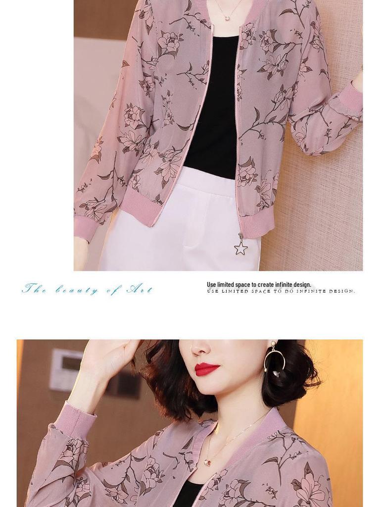Women's Long Sleeve Chiffon Zipper Jacket - Loose, Lightweight Cardigan for Spring and Autumn 2025, Ideal for Summer Sun Protection.