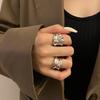 Vintage Silver Color Irregular Handmade Opening Ring for Women Fashion Geometric Wide Punk Metal Rings Jewelry Gifts New