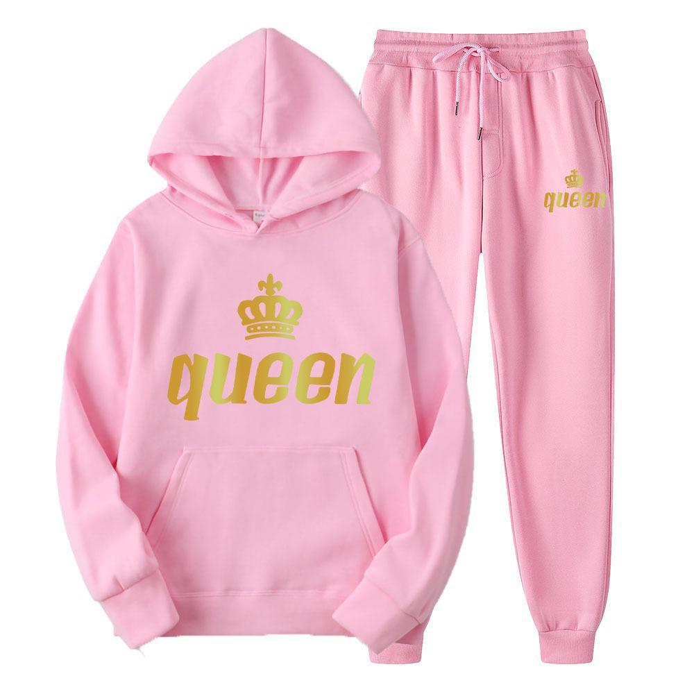 Couple Hooded Sweatshirt Set - Queen & King Band Long Sleeve Sportswear