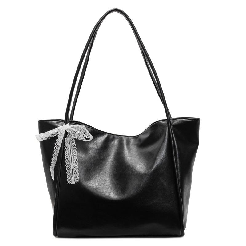 

Tote bag women s large-capacity new lace versatile simple shoulder bag high-end sense work commuter bag чорний