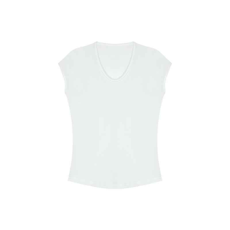 Design Sense V-neck Short Sleeve T-shirt Women's Summer New Irregular Short Student Trim Top Ins Trend