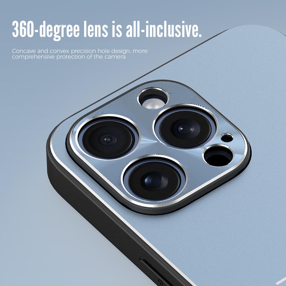 

R-JUST RJ-52 for iPhone 15 Pro Anti-Fall Case Three-line Aluminum Alloy+TPU Phone Cover Black