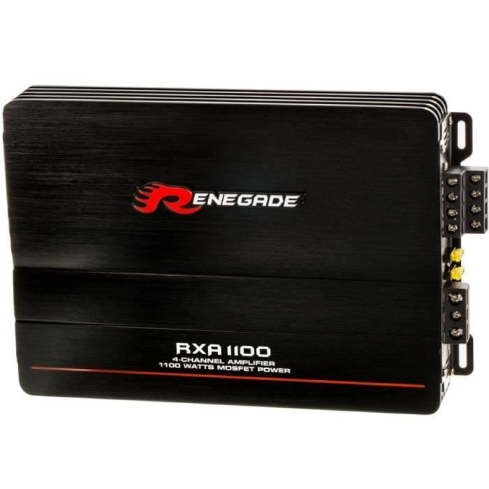 1 Amplificateur RENEGADE RXA1100 RXA 1100 4 Canaux Classe A/b 4 X 135 Watts Rms 4 X 275 Watts Max Bass Boost Spl Noir, 1 Pièce