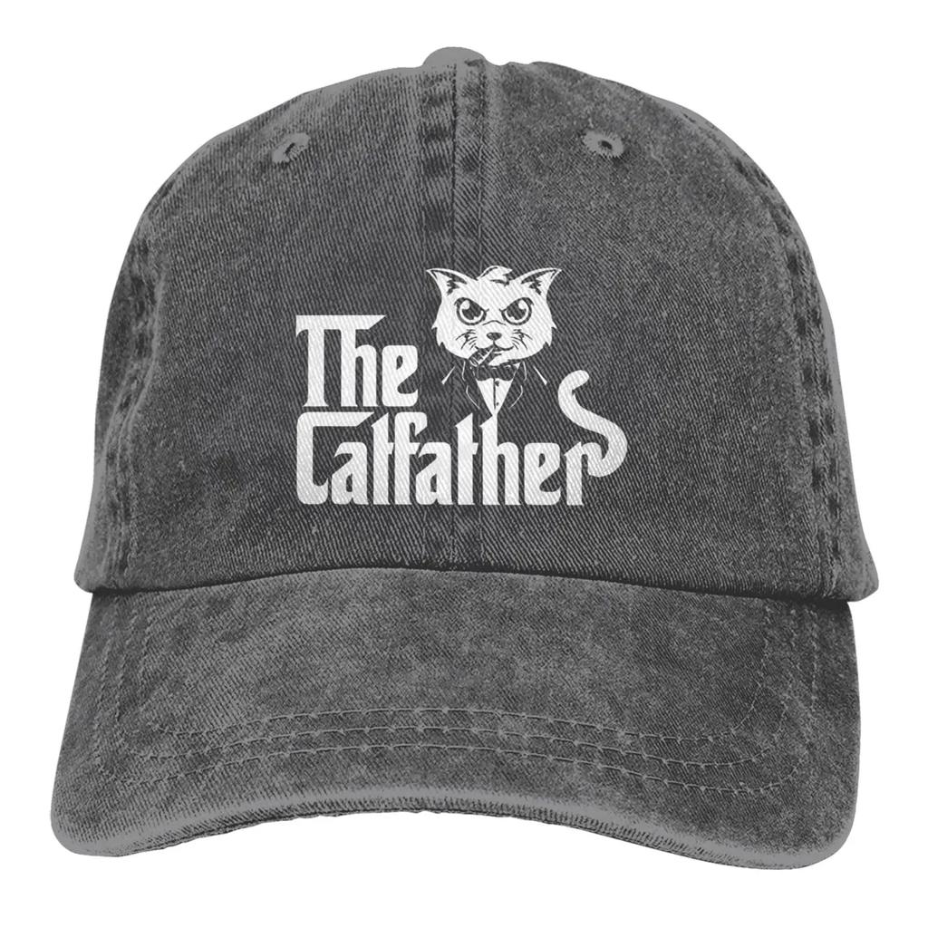The Catfather Men's Hat Vintage Cotton Washed Baseball Caps Adjustable Low Profile Trucker Hat Gray