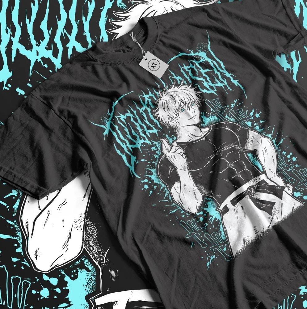 Anime Jujutsu Kaisen Pose Gojo Satoru Black TShirt S