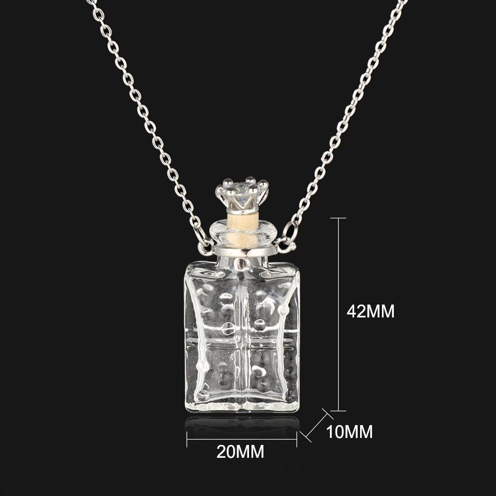Transparent Glaze Vial Pendant Water Drop Mini Bottles Necklace Openable Necklace Keepsake square