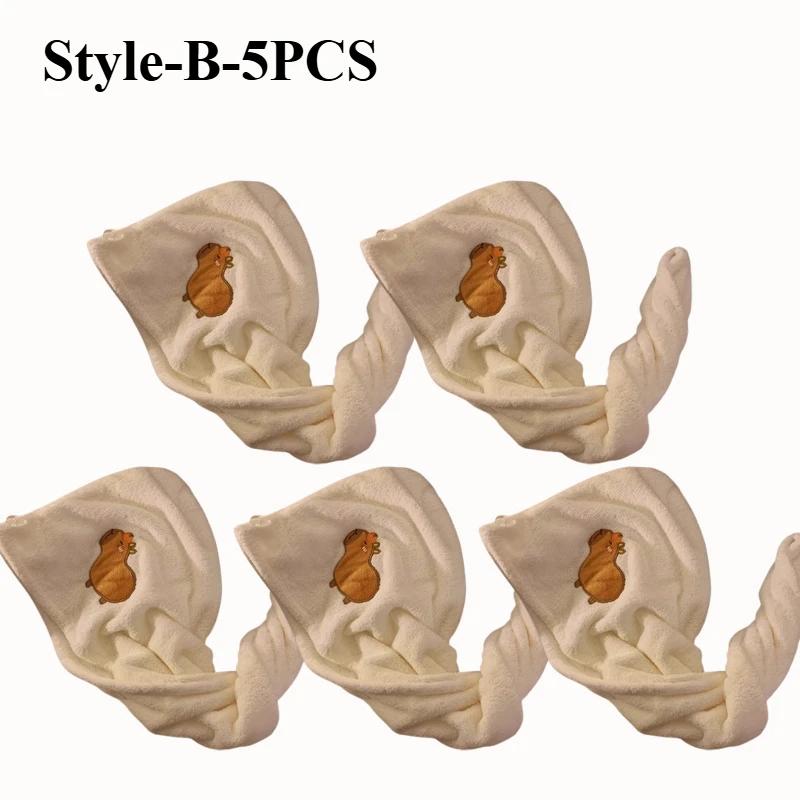 1/3/5PCS Capybara Kawaii Plush Hair Drying Hat Towel Cap Water Guinea Pig Hat Bath Hat Towel Cap Super Absorption Hair Dry Cap