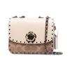 Madison 16 Kamelienfarbe Color-Blocking Nieten Klappkette Kalbsleder Schulter Crossbody Tasche klein Damen Aprikot mit Presbyopie