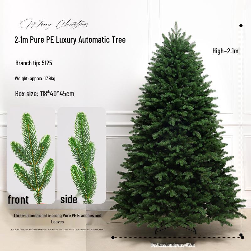 2026 New 2.1m Illuminated Pure PE Christmas Tree for Living Room Home Decor