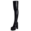 Fashion New Autumn Winter Waterproof Table Elastic Over The Knee Boots European American Elegant Black Slim Fit Women's Boots Size 46