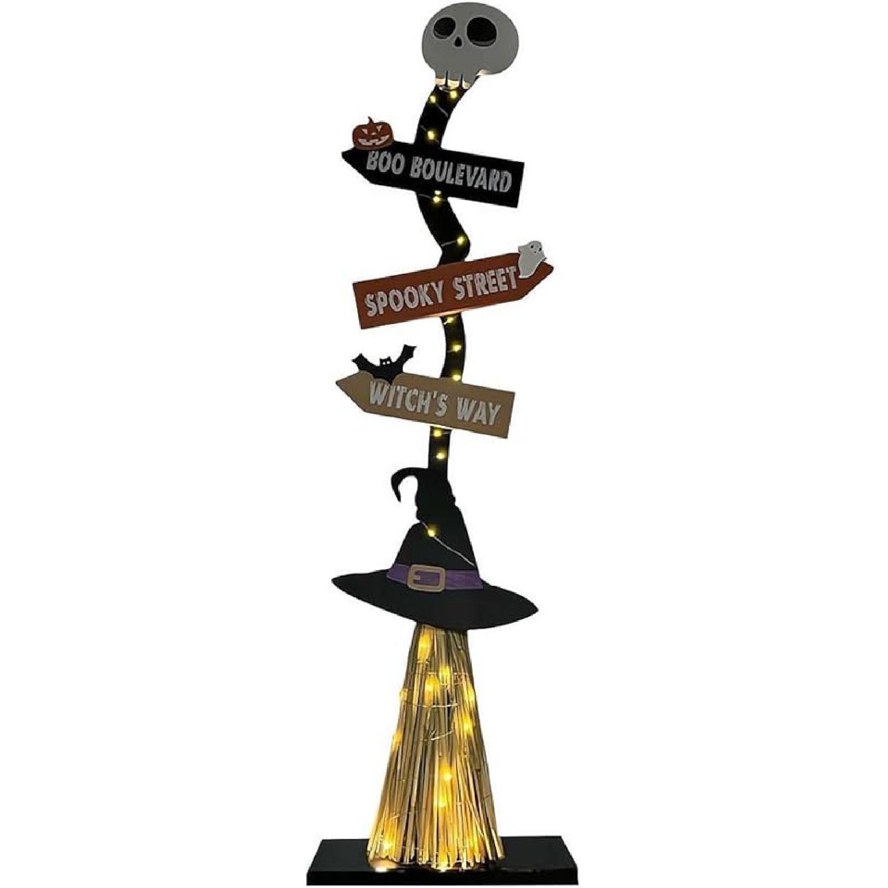 Метла для Хэллоуина, Декорации на Хэллоуин, Светящаяся Деревянная Метла Ведьмы для Хэллоуина, Декор для Дома, Улицы, Крыльца, Двора, Жуткая Светящаяся Ведьма на Хэллоуин With Light