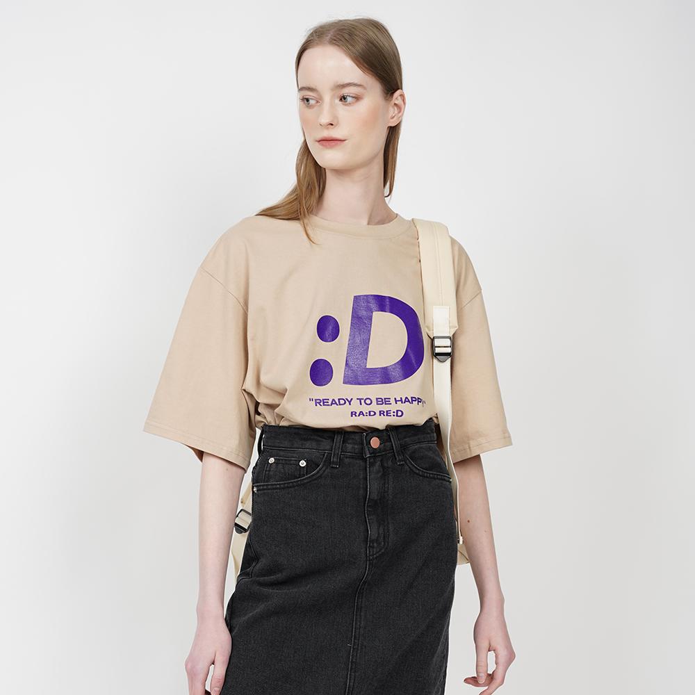 Rad Red Beige :D Purple Smile Short Sleeve T-Shirt