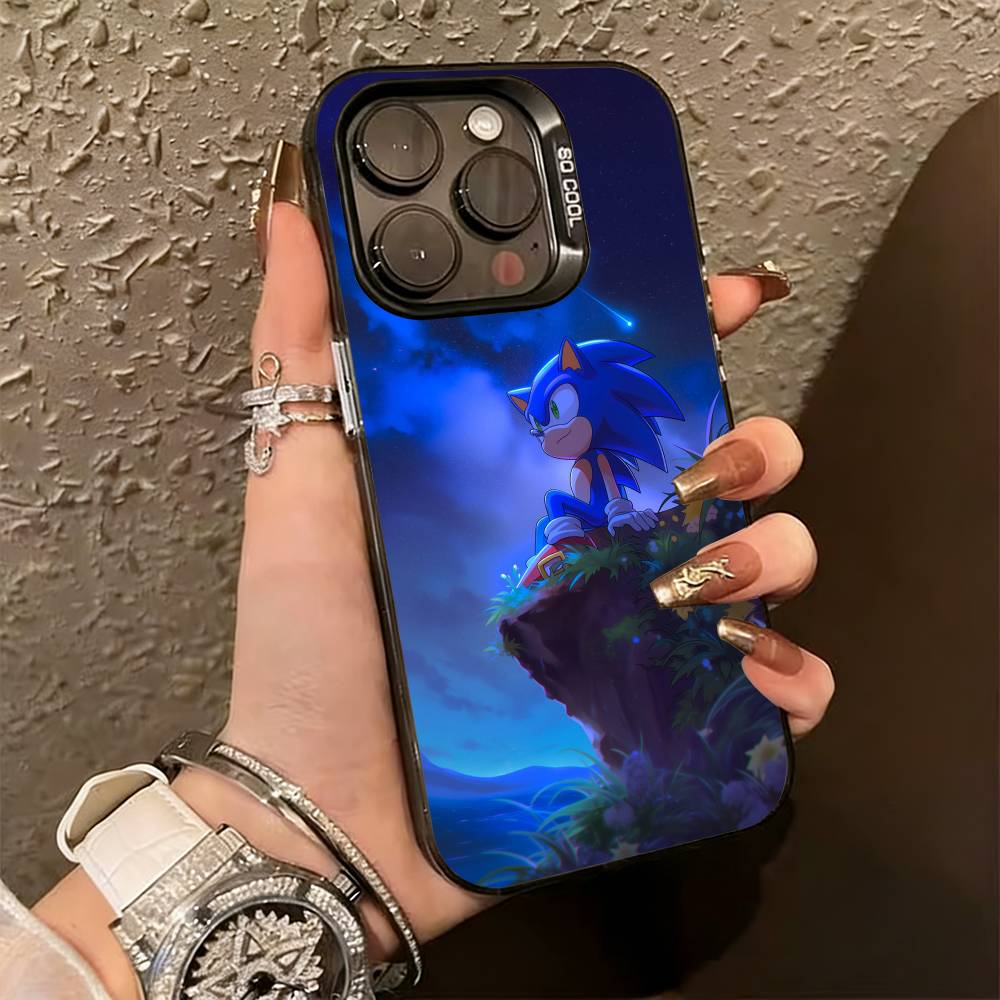S-Sonic & K-Knuckles Phone Case For iPhone 17,16,15,14,13,12,11 Plus,Pro Max,XS,Colorful Silver Black Cover