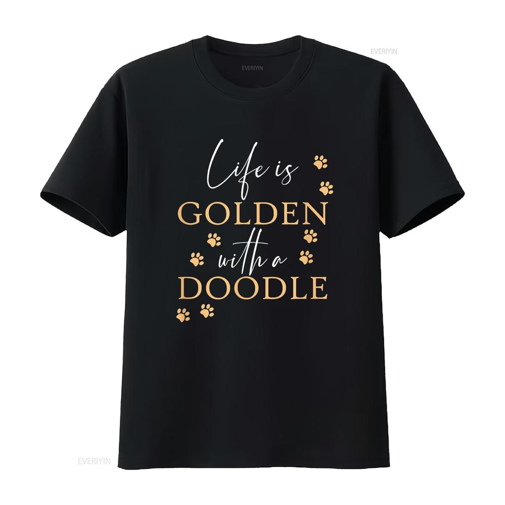 Life Is Golden With A Doodle Cute Goldendoodle Dog Lover T Shirt vintage Washed Comfortable Casual Stretched