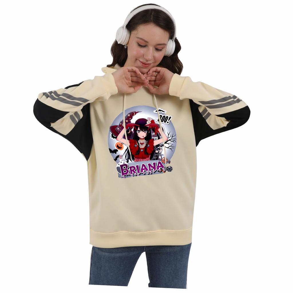 Oshi no Ko Color Block Patchwork Hoodie with Fleece Lining