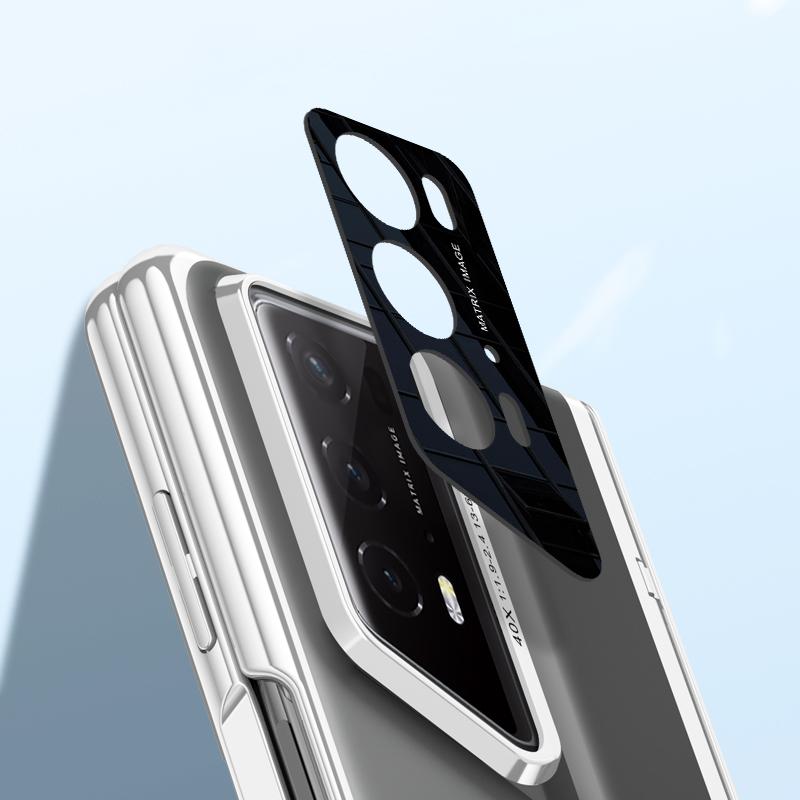 

For Honor Magic V2 RSR Porsche Design Case Clear PC+Acrylic Kickstand Phone Cover with Anti-Spy Screen Protector Black