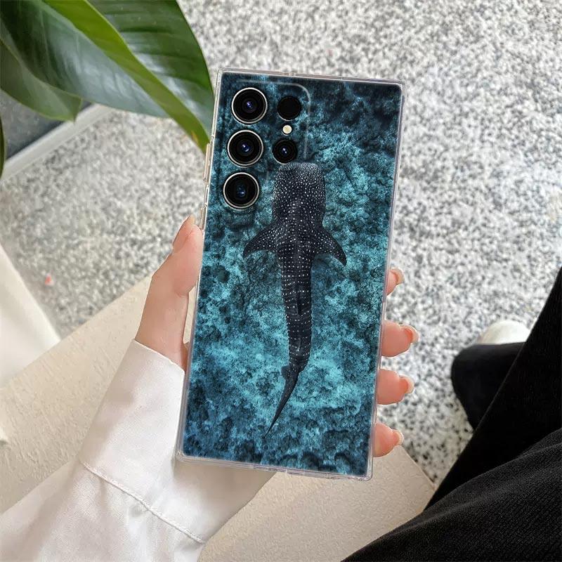 Ocean Whale Shark Swimming Clear Case For Samsung Galaxy S26 S25 S24 S23 Ultra S20 S21 FE S22 Plus S26 Ultra S25FE Phone Cover