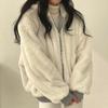 Winter Two Sided Plush Cotton Jacket for Women Loose Hooded with Thick Plush Coat for Women