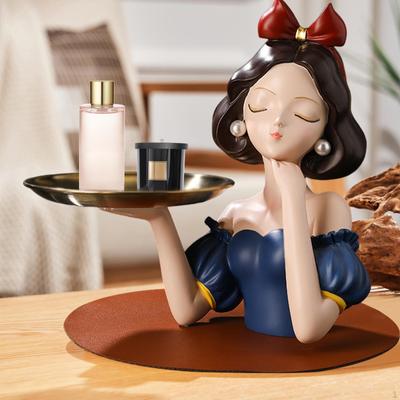 Ev için Zarif Bayan Figürü Anahtarlık Tepsi Dekoratif Düzenleyici