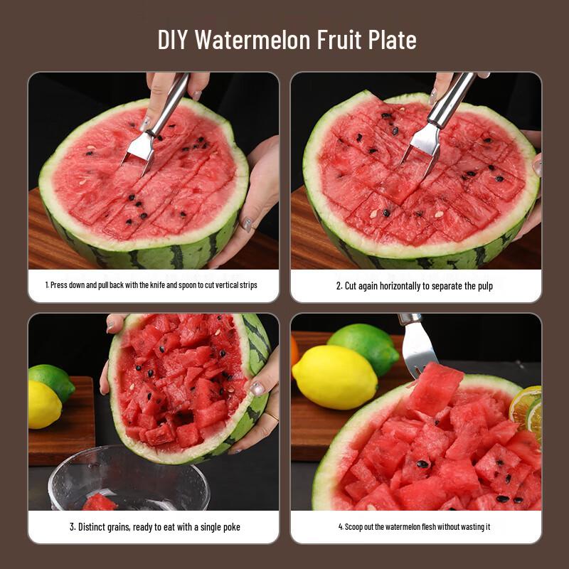 304 Stainless Steel Watermelon Slicer and Fork Set