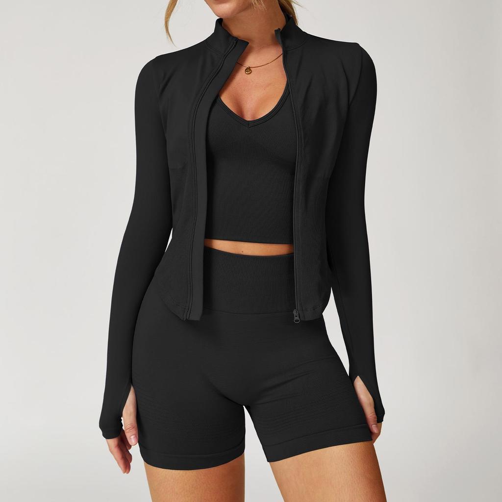 Damen Racerback Geripptes Yoga-Set: Nahtlose Taillenformende & Hüfthebende Fitnessbekleidung