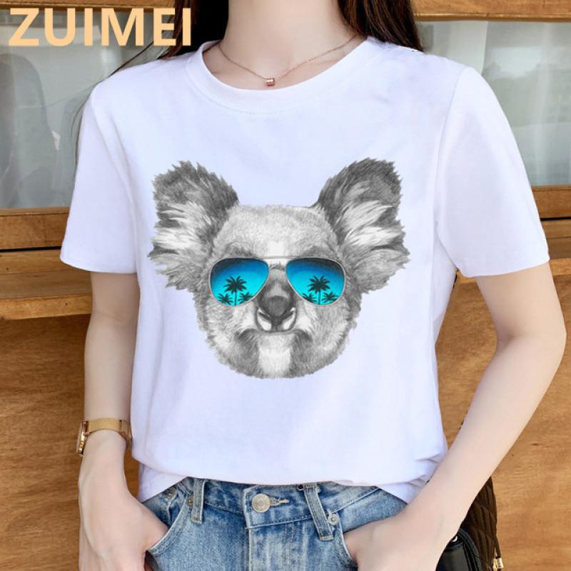 Funny Koala My Puns Are Nope Print Harajuku Top Women T-shirt Casual Ladies Basic O-collar Short Sleeved T-shirt Girl,Drop Ship