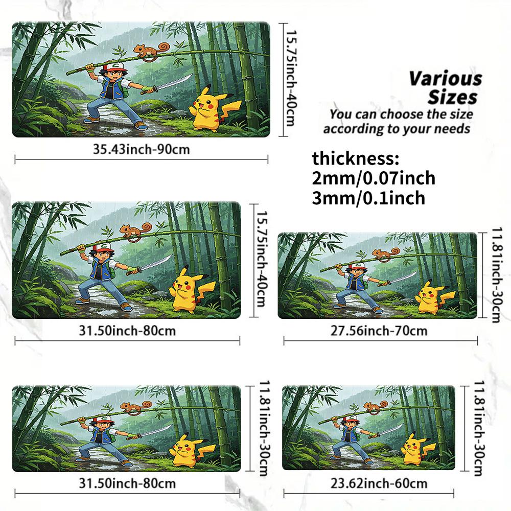 Lucario Sketch Style Mountain Rescue Pokemon Gaming Desk Mat NonSlip Rubber Base Mouse Pad 30x80x0.2cm