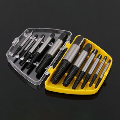 Kahjustatud kruvide väljatõmbe puuritera komplekt, eemaldatud katkised kruvid. Tööriist Purustatud poldi eemaldaja Võtke välja lammutustööriistad