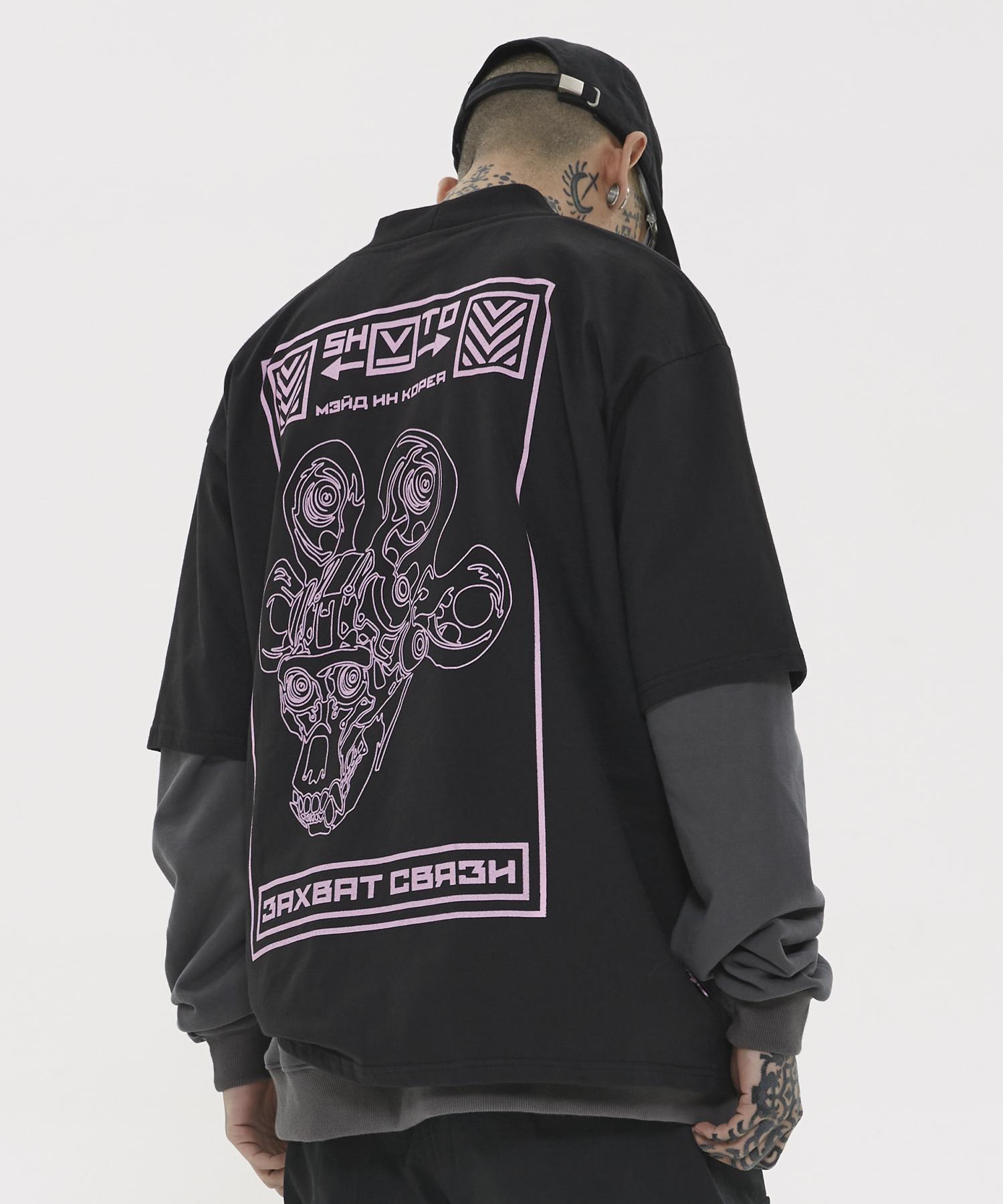 Shubto Graphic T-Shirt Black Gray/Free Size