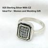 925 Sterling Silver CZ Handmade Women Ring, Anniversary Gift Ring, Wedding Gift Ring, Square Men Simple Ring