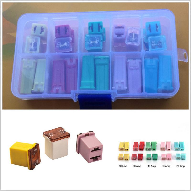 20Pcs Mini Car Square Fuse Dc 12-32V 20A 30A 40A 50A 60A Amp For Cars And Trucks Fuse Panels And Wiring Harnesses