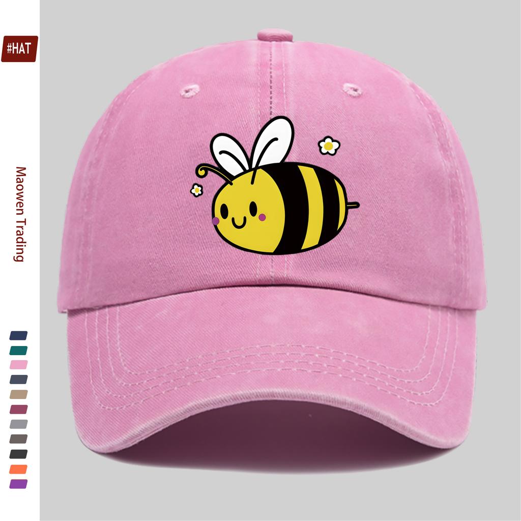 pc Cute Bee Print Baseball Cap Casual Travel Decor Design Sun Hat Comfortable Lightweight MultiColor Pet Hat Available Adj