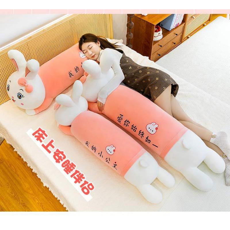 Plush Rabbit Toy With Bowknot Long Body Pillow Girls Women Sleep Hug Gift Valentines Day