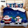 Christmas Santa Duvet Cover Set Winter Theme Cartoon Bedding Set Microfiber Santa Claus Elk Carriage Comforter Cover Girl Boy