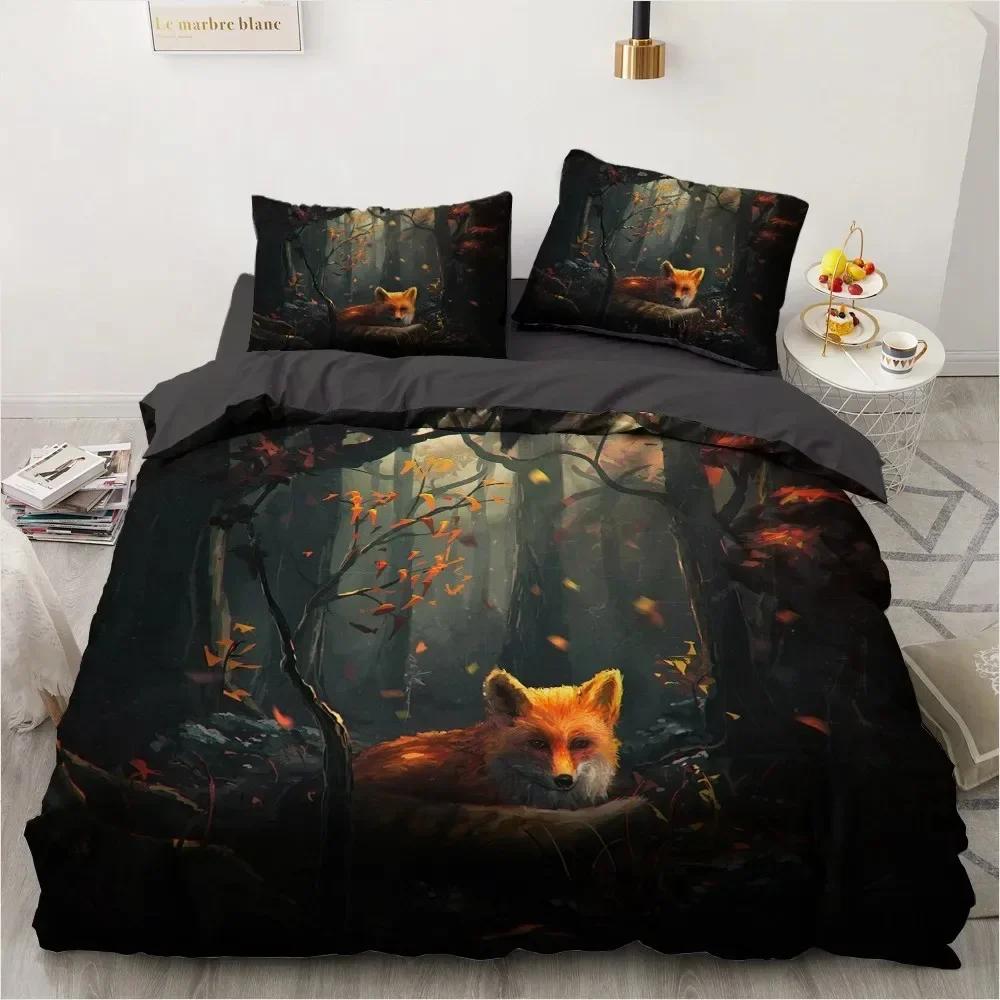 Fox 3D Animal Theme 3D Duvet Cover Bedding Set Comforter Linen Pillowcases Home Decor Single Double Twin King Queen