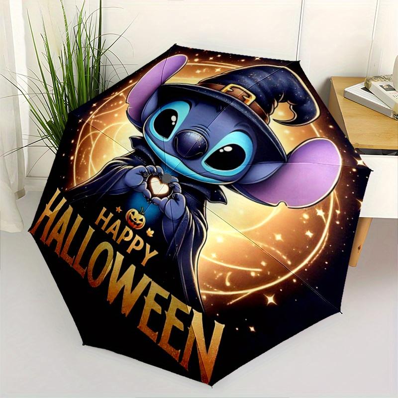 

1pc Happy Halloween Stitch Automatic Folding Umbrella - 3 Folding Design, Vivid Cartoon Pattern, Suitable for Outdoor Activities, A Gift for