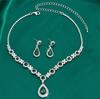 Set Earrings Necklace Wedding Silver Elegant Emerald Zircons B23