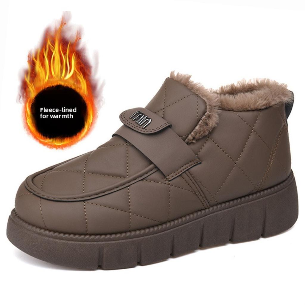 Warm Women's Cotton Boots Winter Bean Shoes Versatile Soft Soled Snow Boots with Velvet Cotton Shoes for Women