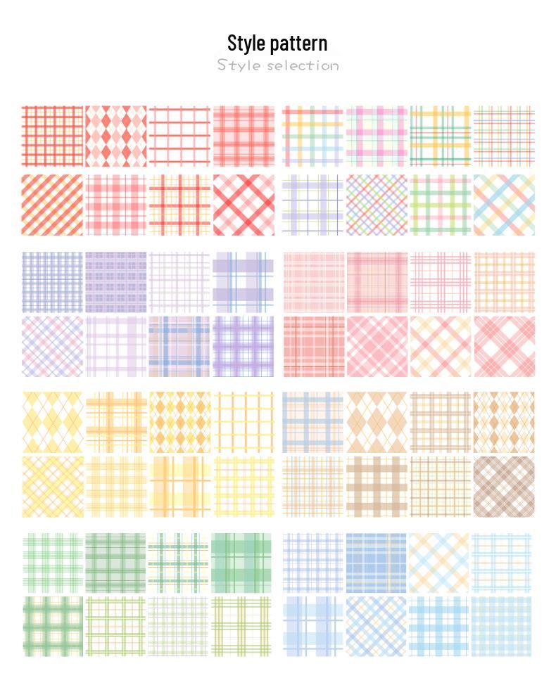 60 Rolls of Japanese Paper Notebook Set - Fresh Checkered Salt Series for Beginners, DIY Material & Notebook Tape
