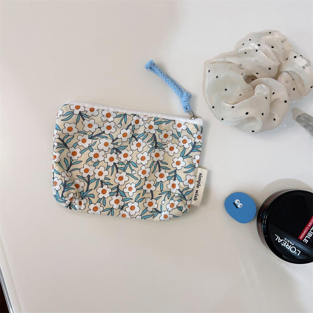 Cotton Change Bag Floral Mini Cotton Bag Card Bag Air Cushion Lipstick Storage Bag Convenient